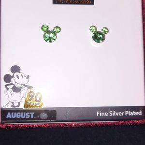 Mickey Mouse Fine Silver Plated Earrings August Birthstone